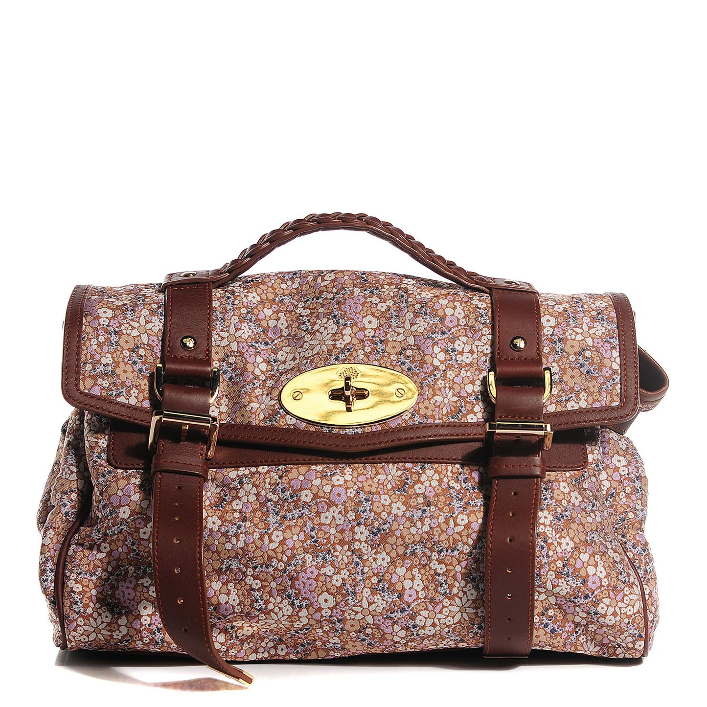 Jacquard Floral Alexa Satchel Biscuit Brown