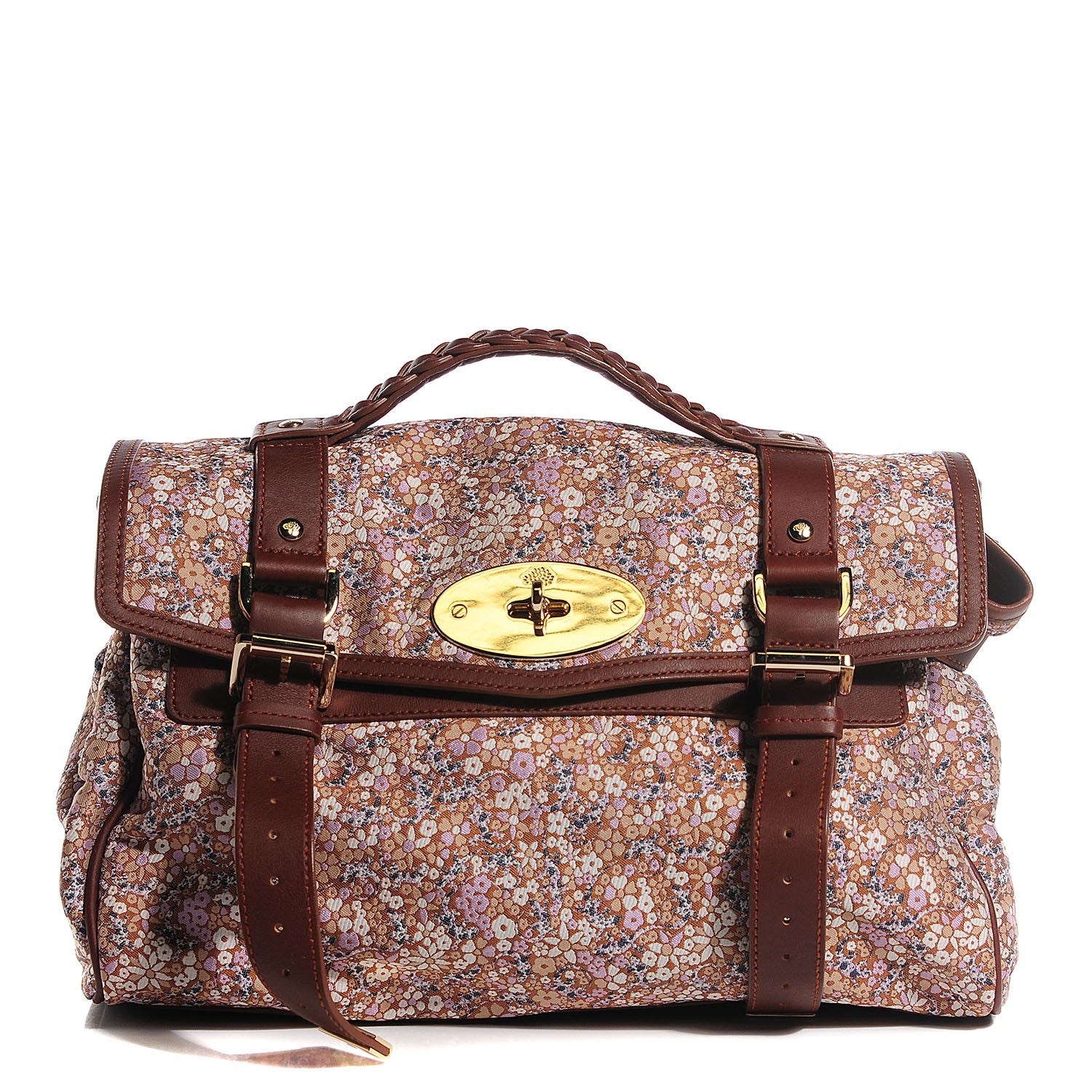 Mulberry Jacquard Floral Alexa Satchel Biscuit Brown 1 of 11
