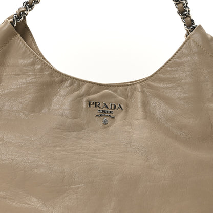 Prada Soft Calf Chain Tote Beige 8 of 10