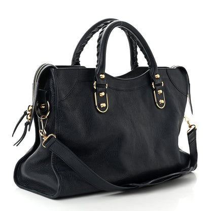 Balenciaga Chevre Gold Metallic Edge Hardware City Bleu Nuit Dark Sea 4 of 11