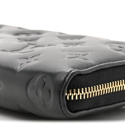 Louis Vuitton Lambskin Embossed Monogram Coussin Zippy Wallet Black 8 of 9