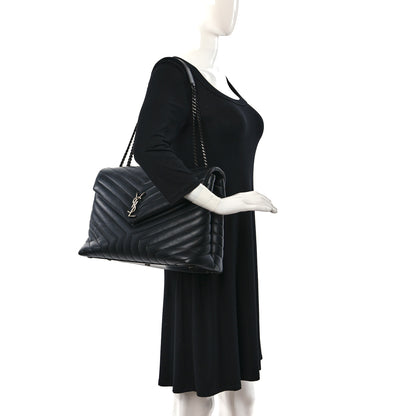 Saint Laurent Calfskin Y Quilted Monogram Large Loulou Chain Satchel Black 2 of 12