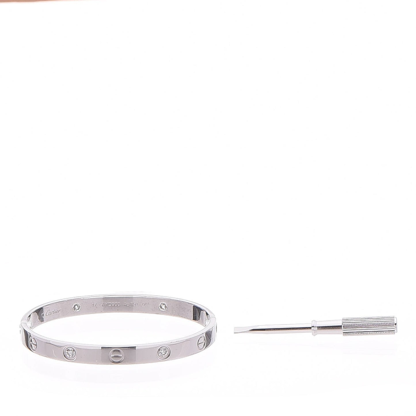18K White Gold 4 Diamond LOVE Bracelet 17