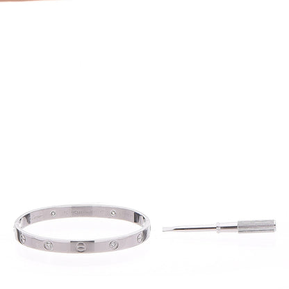 Cartier 18K White Gold 4 Diamond LOVE Bracelet 17 6 of 9