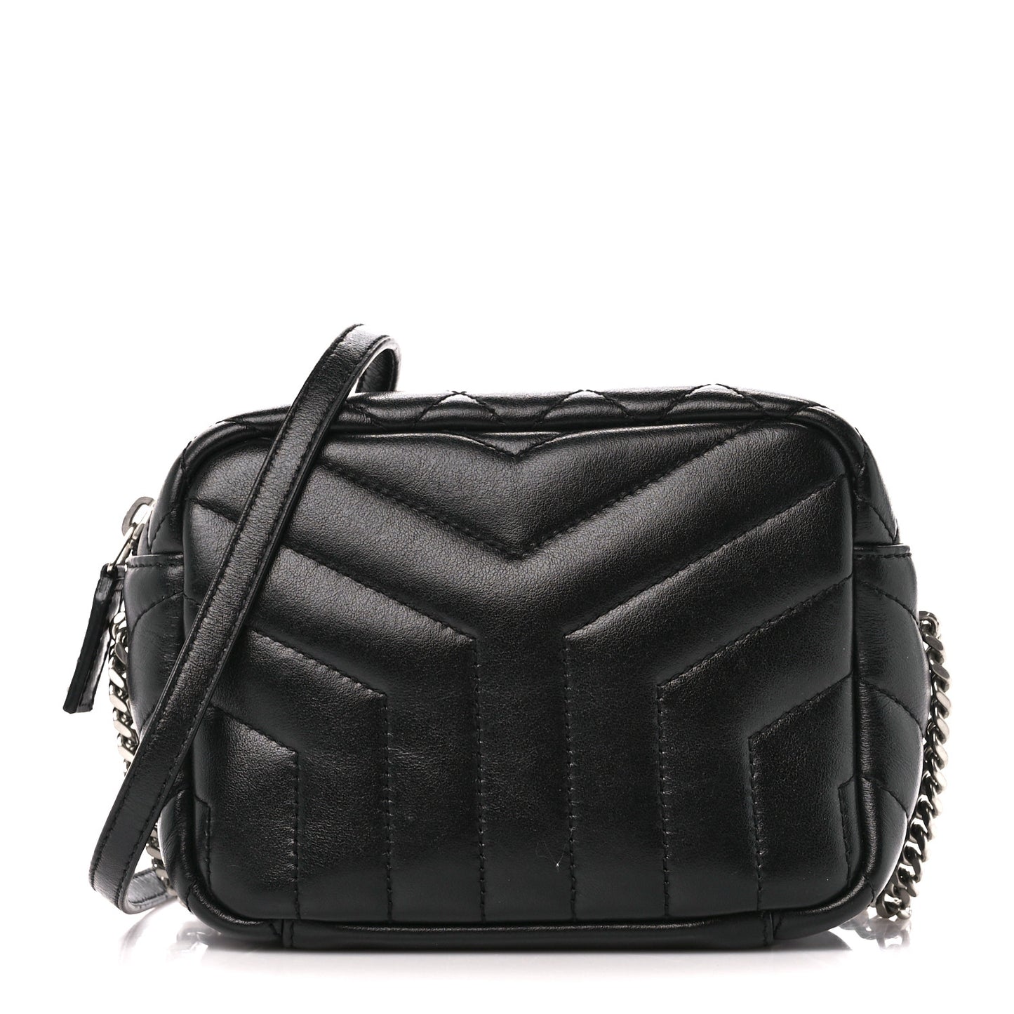Calfskin Y Quilted Monogram Mini Loulou Bowling Bag Black