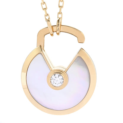 Cartier 18K Yellow Gold Diamond Mother of Pearl SM Amulette de Cartier Pendant Necklace 5 of 5