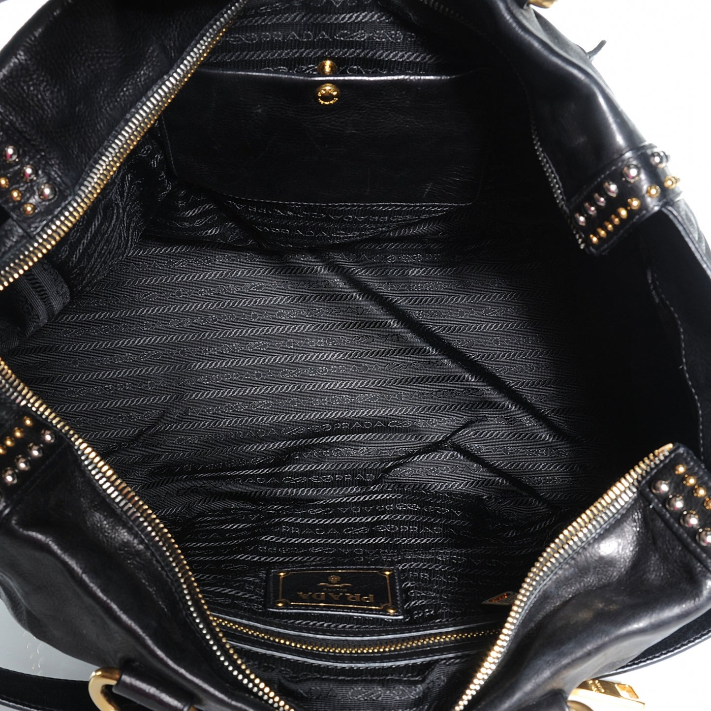 Glace Calf Studded Tote Nero Black