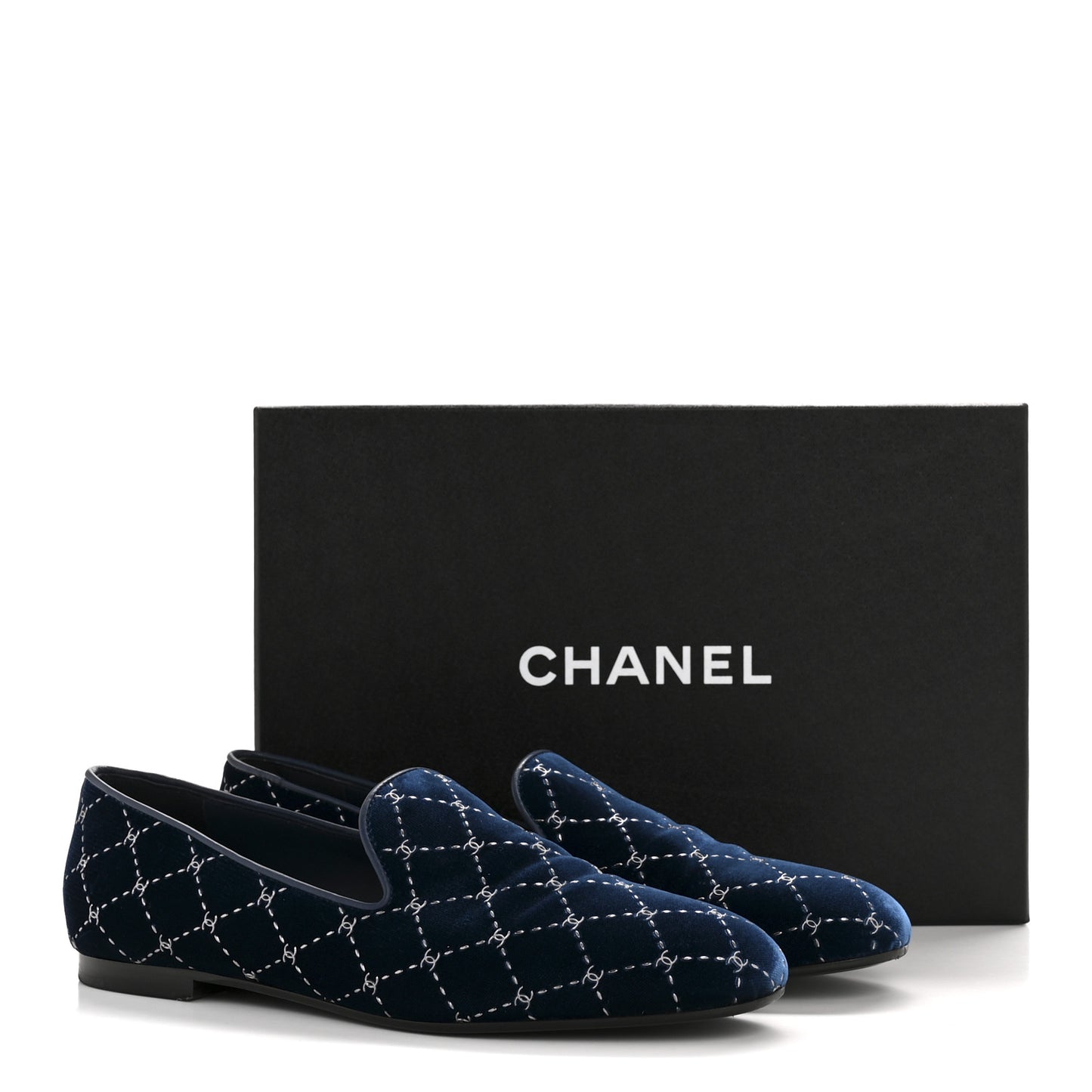 Velvet Moccasin Loafers 40 Blue