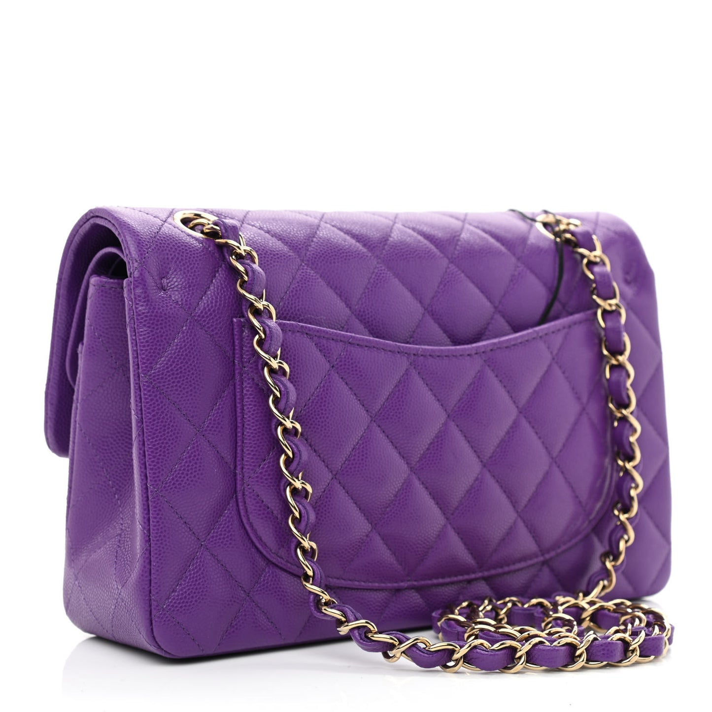 Caviar Quilted Small Double Flap Dark Purple
