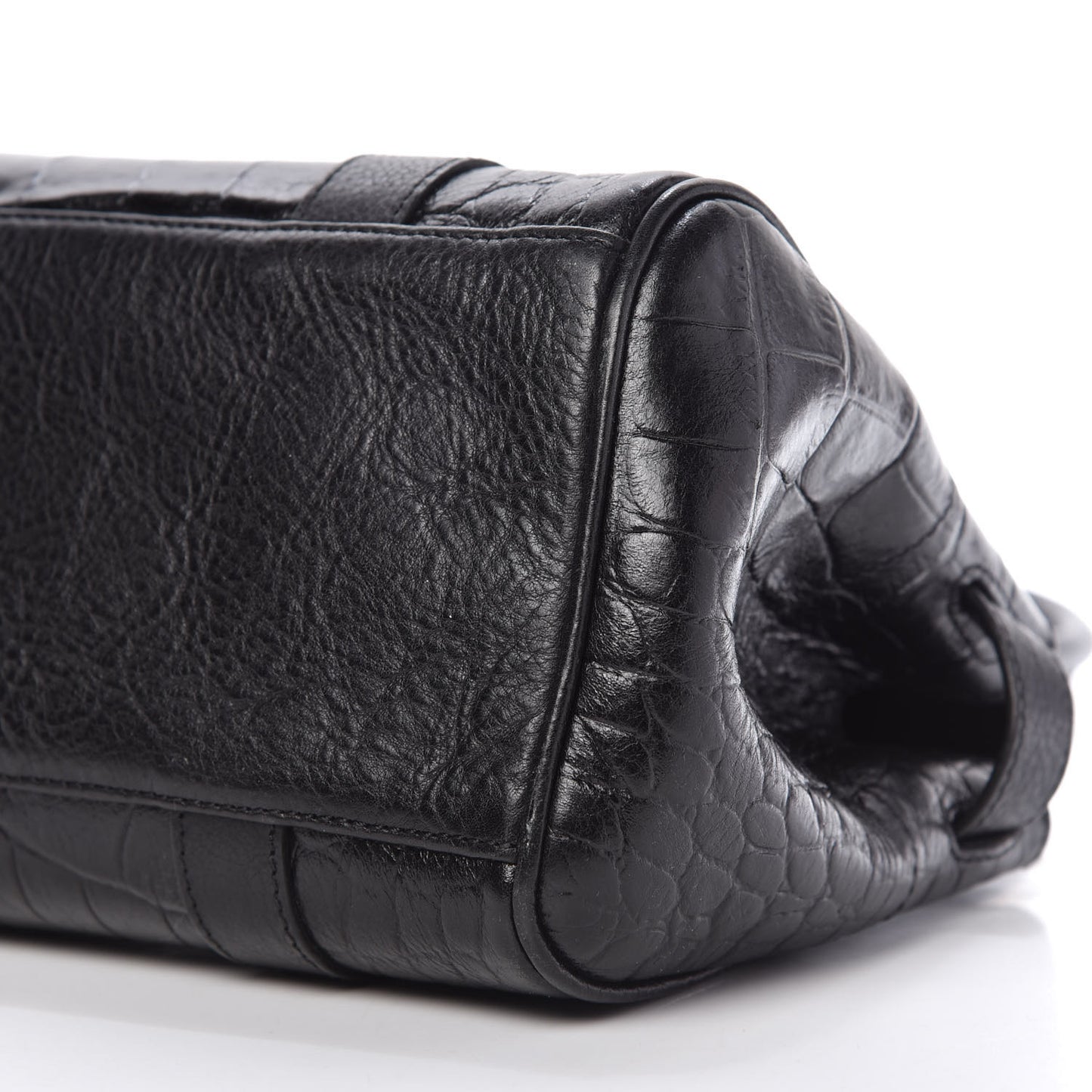 Crocodile Embossed Calfskin East West Bayswater Black