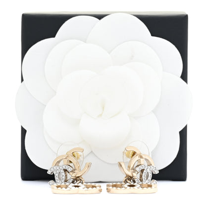 Chanel Crystal Pearl Double CC Drop Earrings Gold Silver 5 of 5