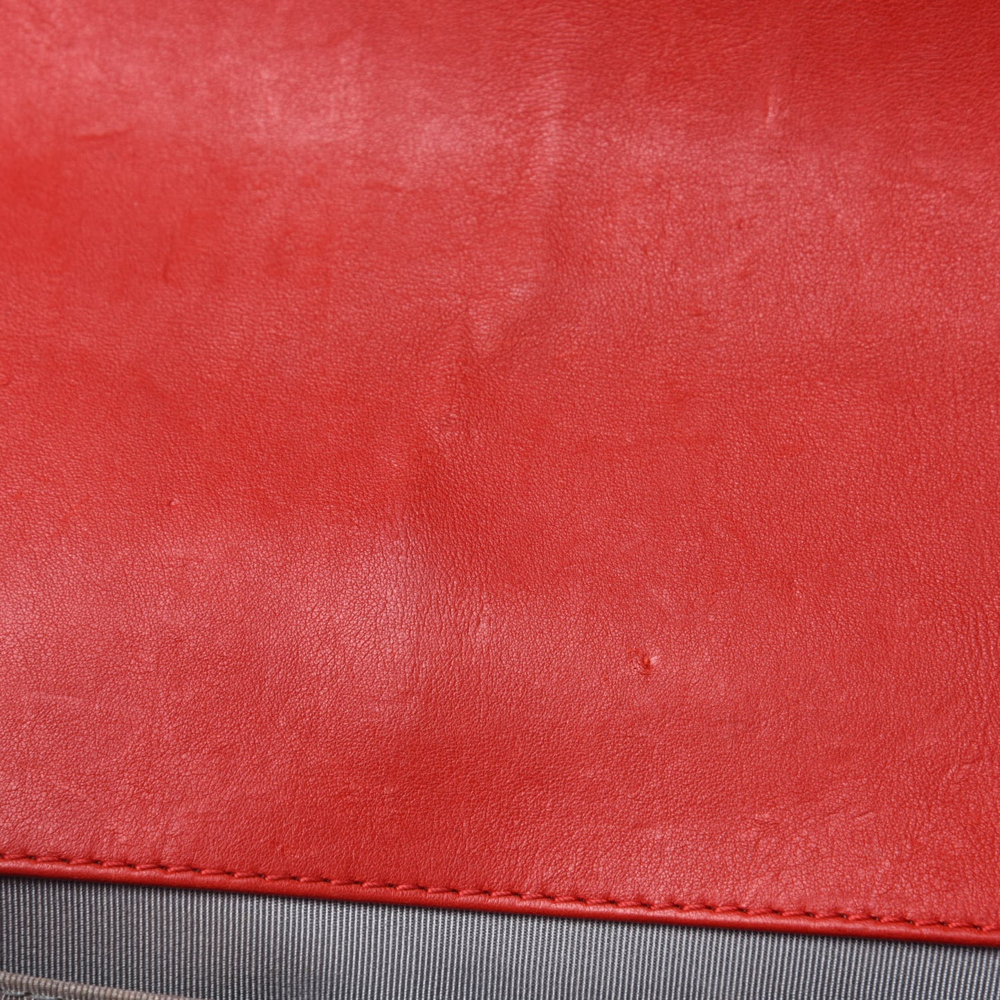 Calfskin Quilted Double Stitch Medium Boy Flap Red