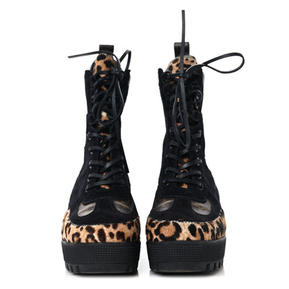 Louis Vuitton Suede Calfskin Monogram Calf Hair Laureate Platform Desert Boots 37.5 Black 3 of 8