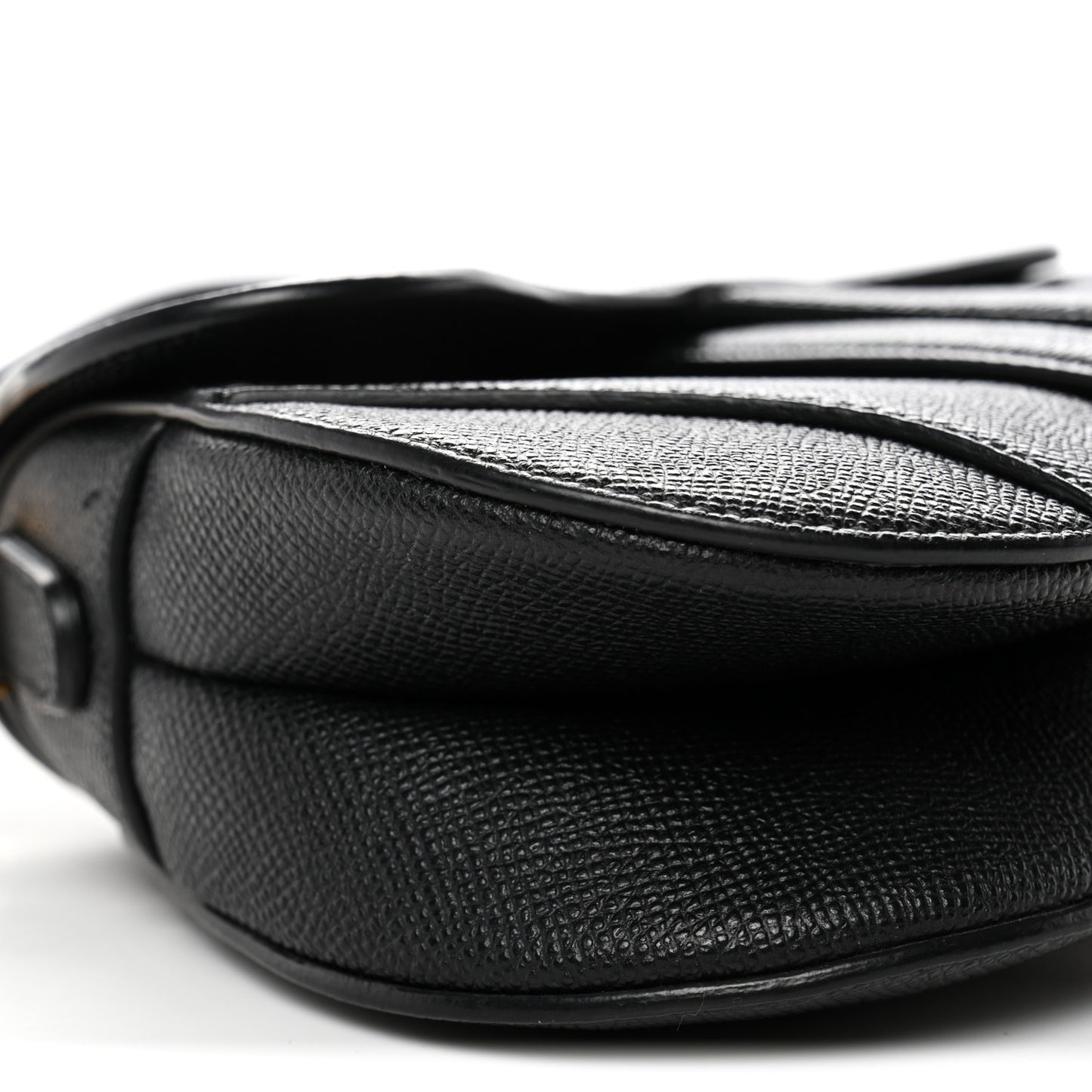 Grained Calfskin Mini Saddle Bag With Strap Black