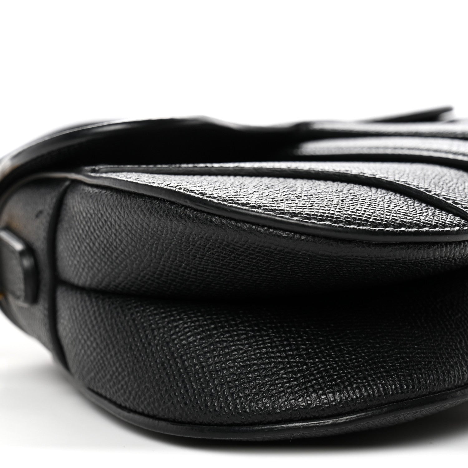 Christian Dior Grained Calfskin Mini Saddle Bag With Strap Black 9 of 10