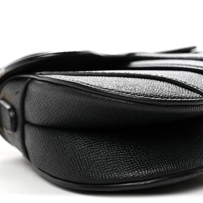 Christian Dior Grained Calfskin Mini Saddle Bag With Strap Black 9 of 10