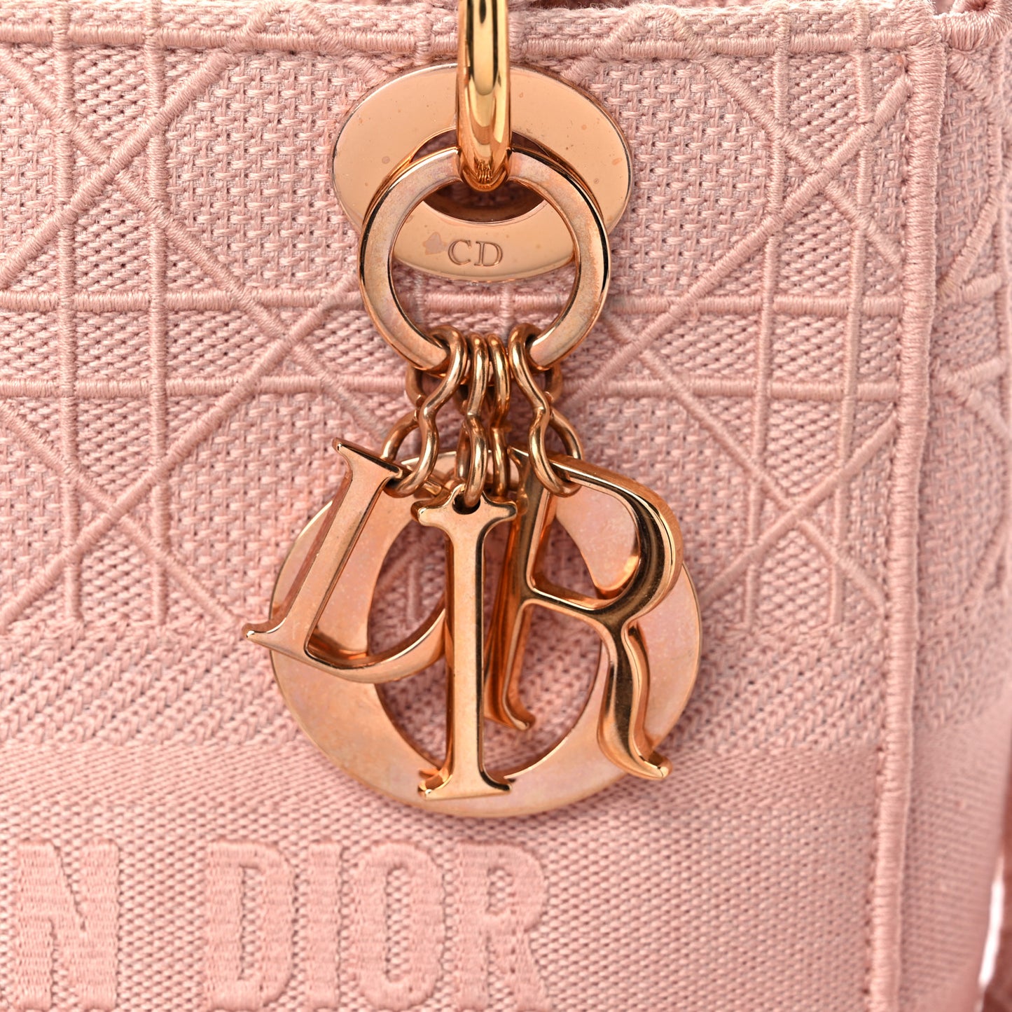Canvas Embroidered Cannage Medium Lady D-Lite Pink