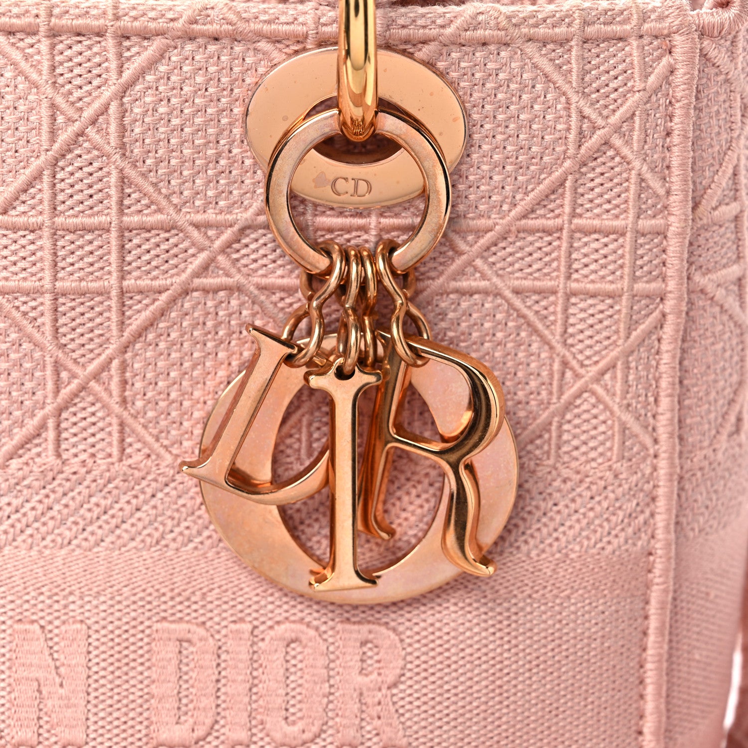 Christian Dior Canvas Embroidered Cannage Medium Lady D-Lite Pink 12 of 14