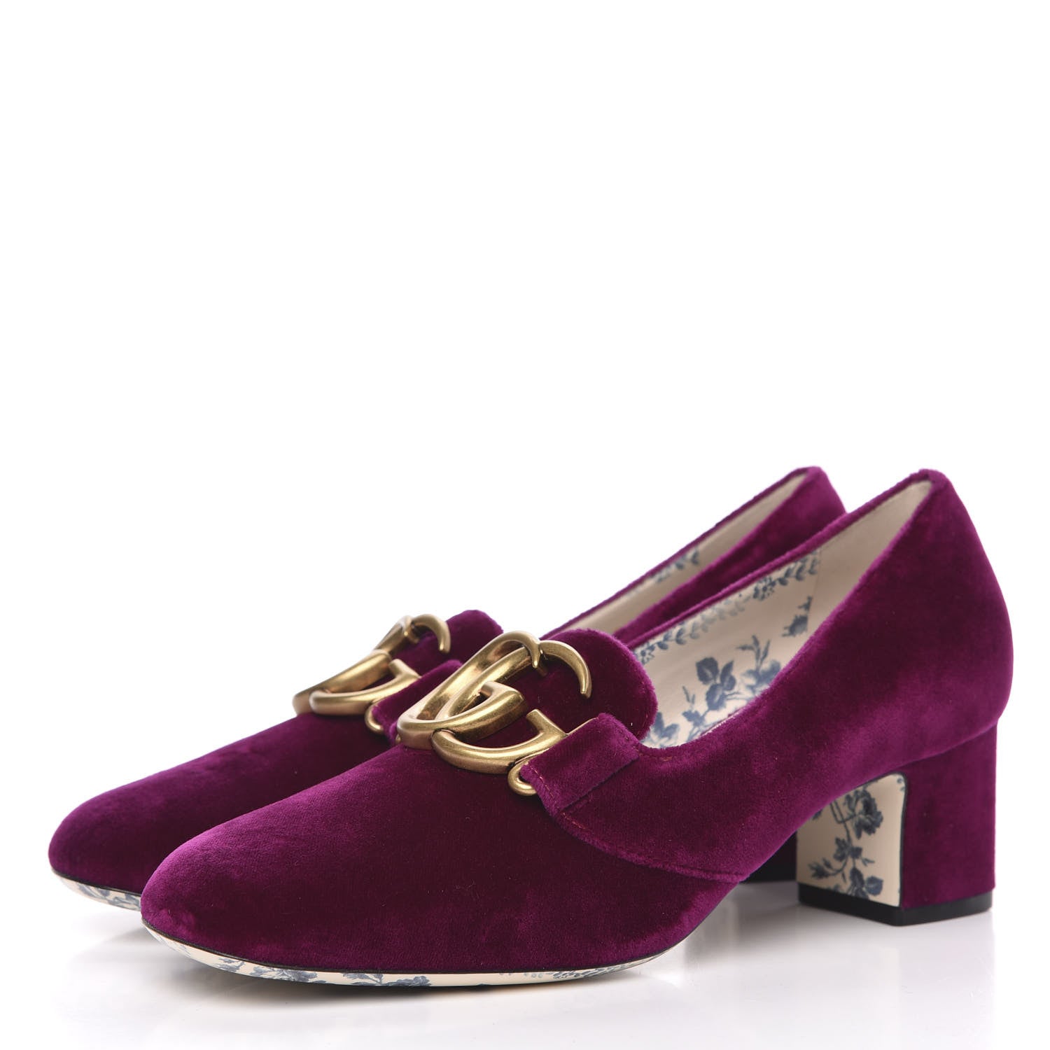 Gucci Softy Velvet GG Victoire 55mm Loafer Pumps 37 Fucsia 3 of 9