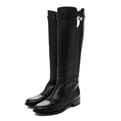 Jimmy Choo Calfskin Hyson Riding Boots 37.5 Black 3 of 9