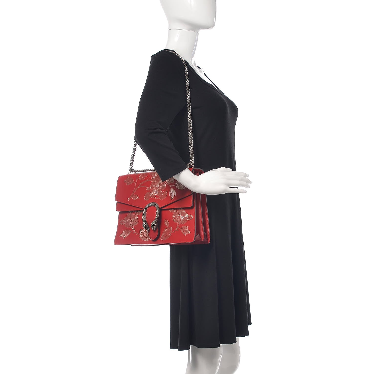 Gucci Calfskin Medium Dionysus Shoulder Bag Hibiscus Red 2 of 15