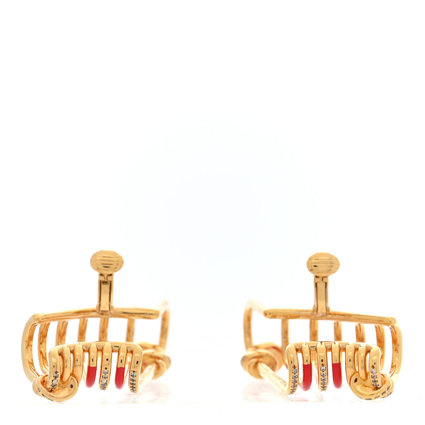 Metal Resin Crystal Filo Ear Cuffs Gold Orange