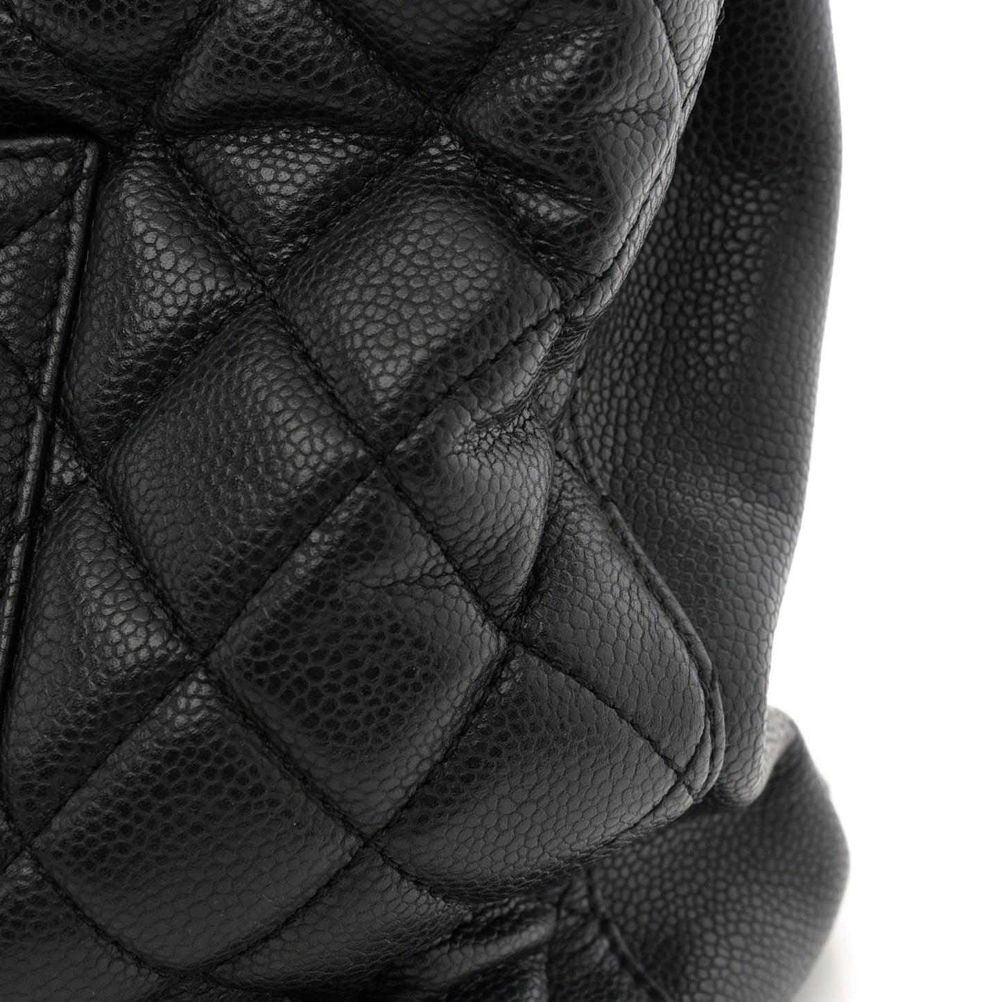 Caviar Quilted City Shopping Tote Black