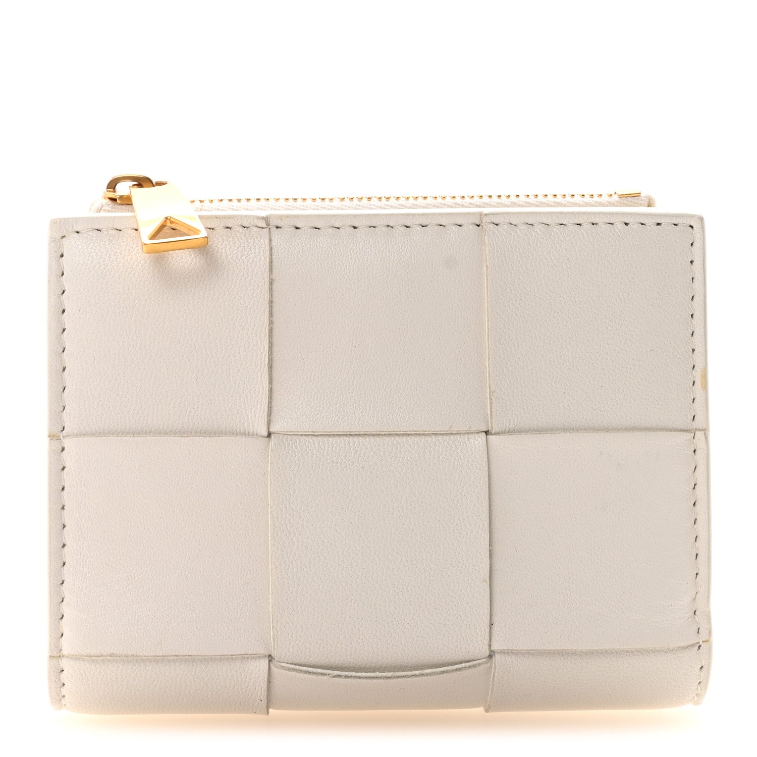 Bottega Veneta Nappa Maxi Intrecciato Bifold Zip Wallet White 1 of 7
