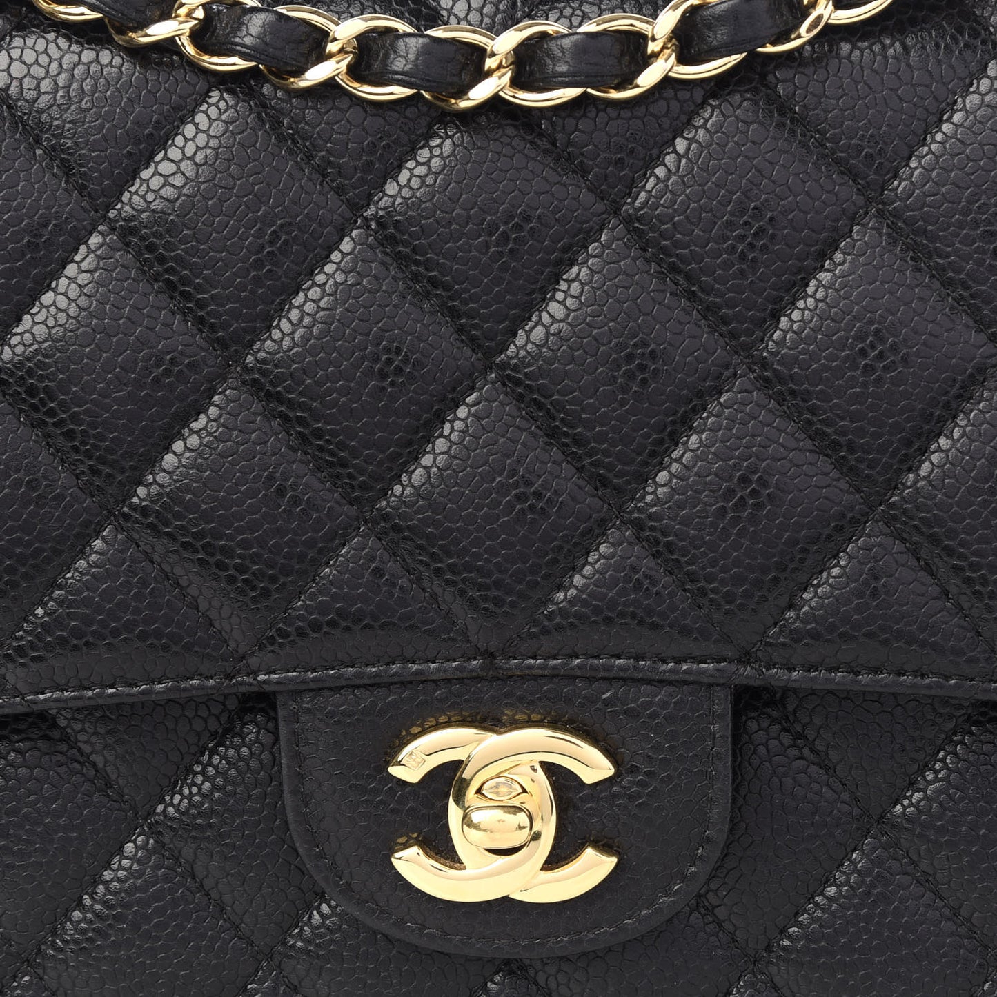 Caviar Quilted Medium Double Flap Black