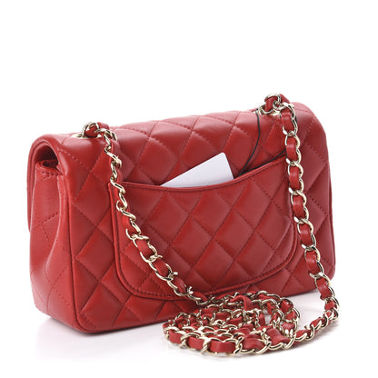 Chanel Lambskin Quilted Mini Rectangular Flap Red 3 of 11