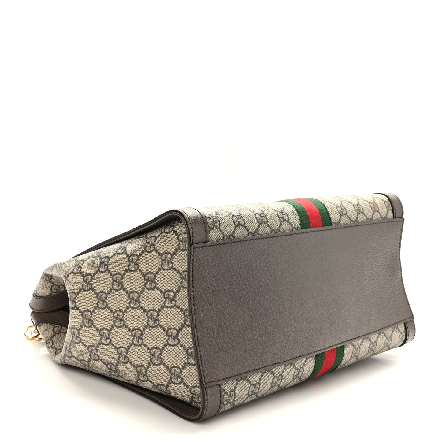 GG Supreme Monogram Web Medium Ophidia Tote Bag Brown