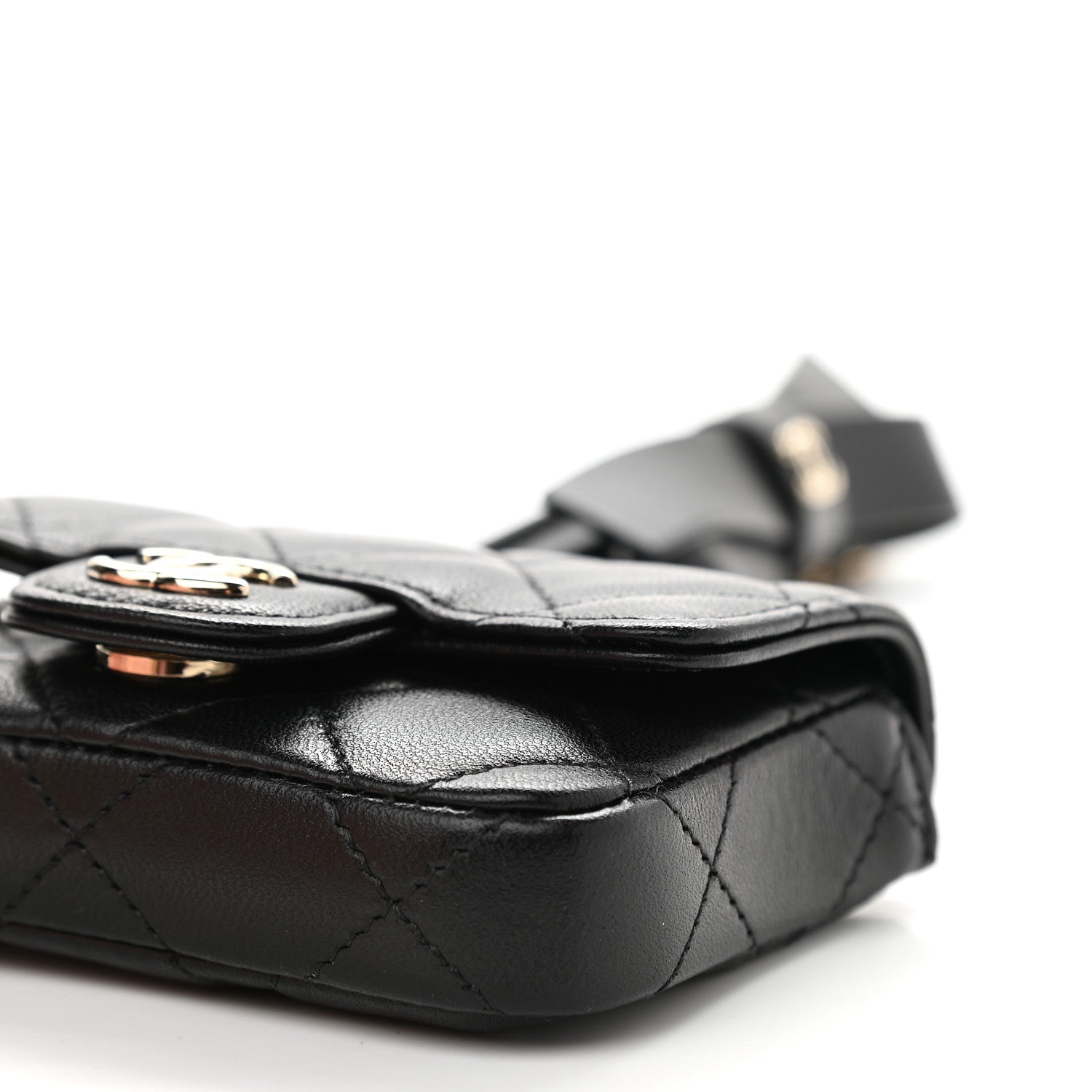 Chanel Lambskin Quilted Flap Bow Chain Waist Bag Black 10 of 10