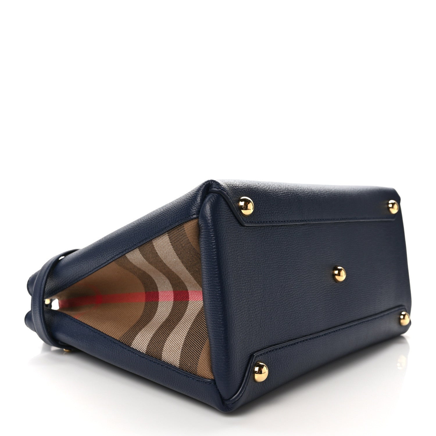 Burberry Grainy Calfskin House Check Small Banner Tote Regency Blue 4 of 10
