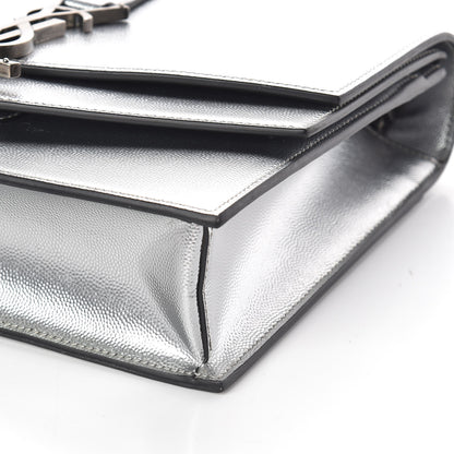 Saint Laurent Grain De Poudre Monogram Medium Sulpice Shoulder Bag Silver 8 of 8