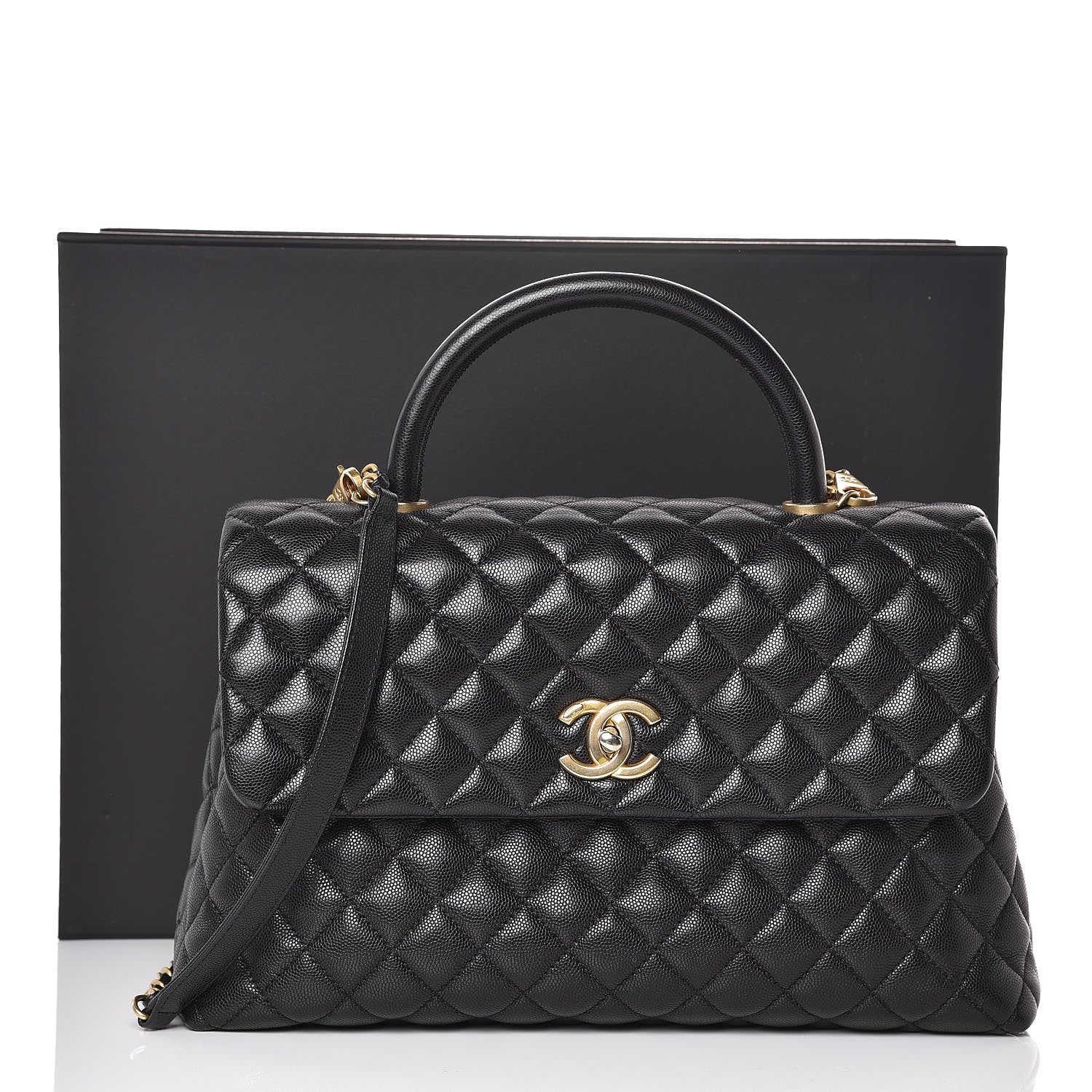 Chanel Caviar Quilted Medium Coco Handle Flap Black 9 of 9