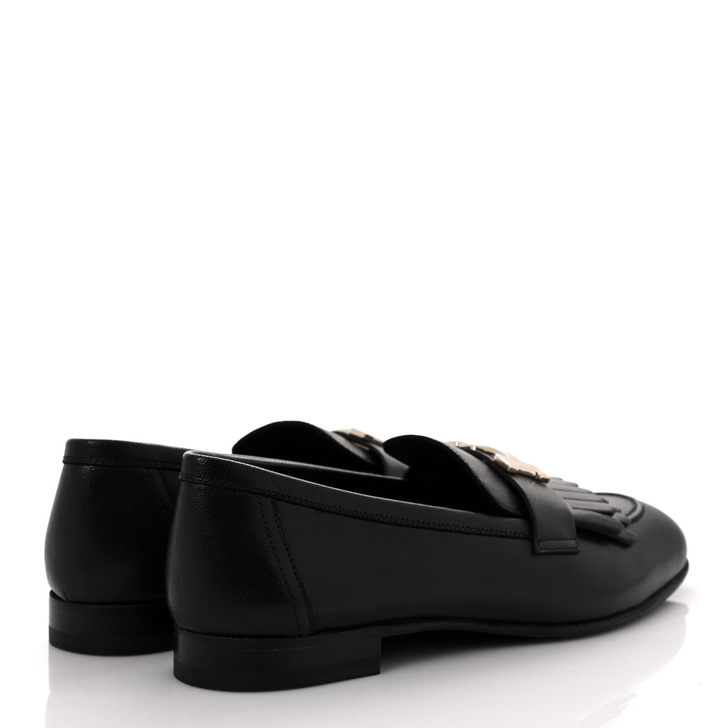 Hermes Goatskin Womens Royal Loafers 38 Black 4 of 8