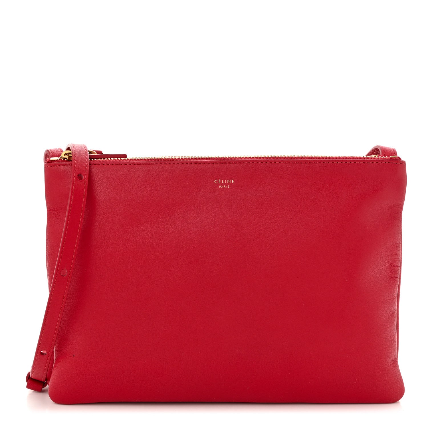 Celine Lambskin Large Trio Crossbody Bag Red 1 of 11