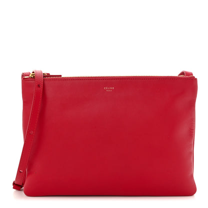 Celine Lambskin Large Trio Crossbody Bag Red 1 of 11