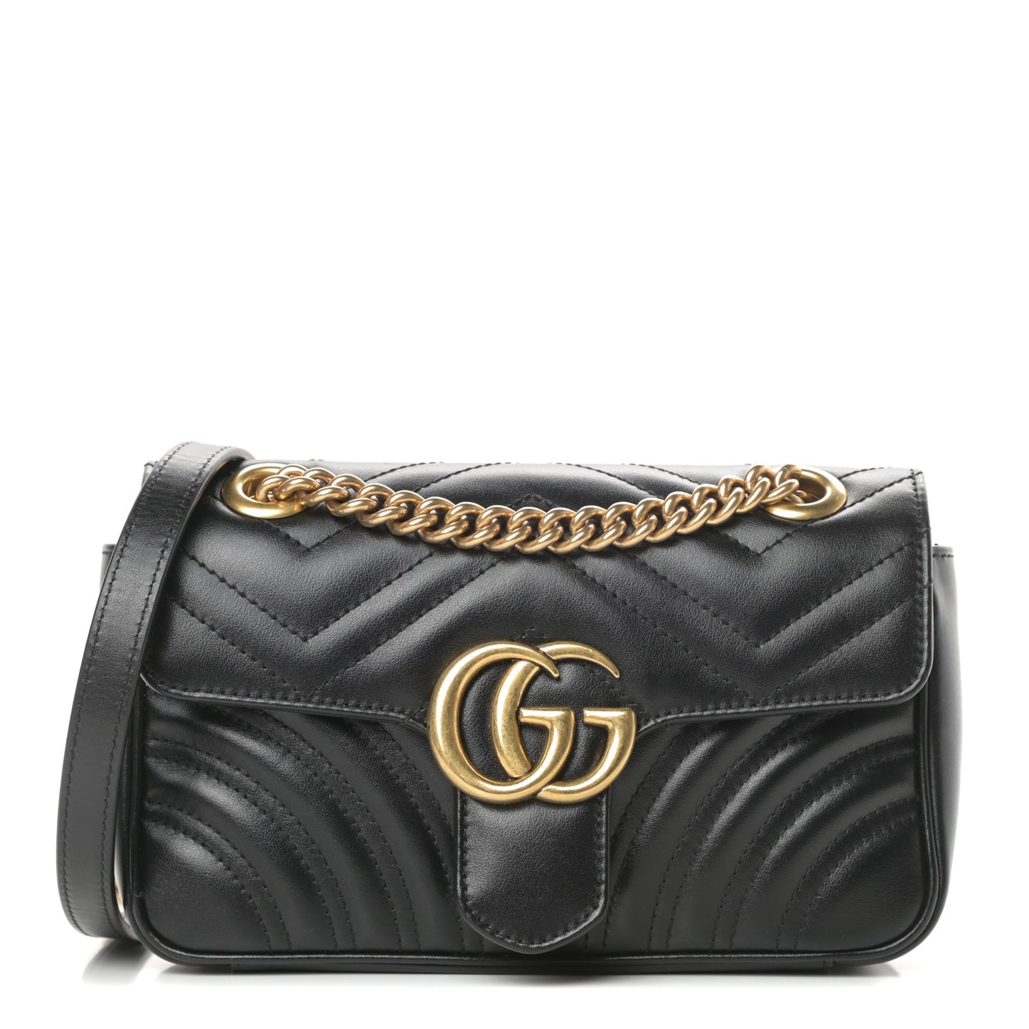 Calfskin Matelasse Mini GG Marmont Shoulder Bag Black