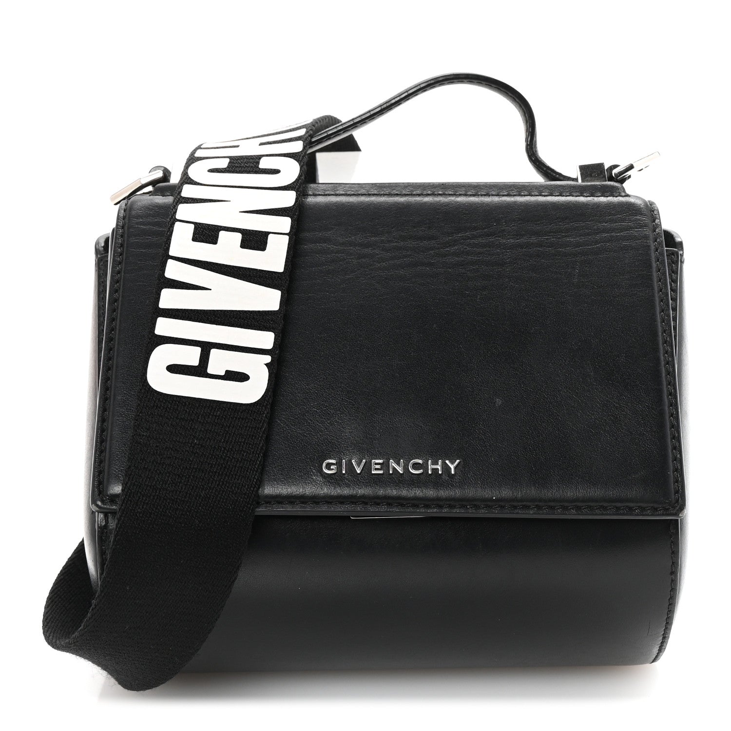 Givenchy Calfskin Mini Pandora Box Logo Strap Crossbody Bag Black 1 of 10