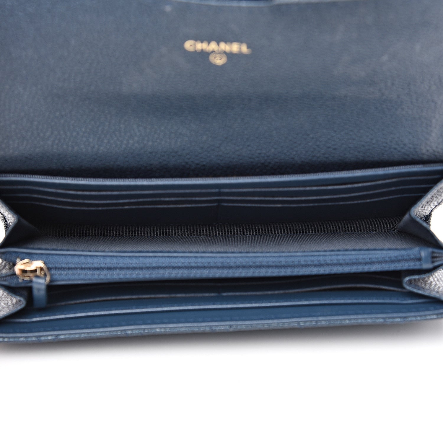 Chanel Iridescent Caviar Quilted Large Gusset Flap Wallet Dark Blue 4 of 9