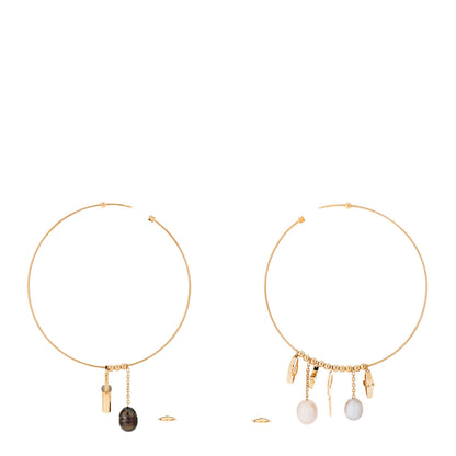Louis Vuitton 18k Yellow Gold Cultured Pearl Monogram Hoop Earrings 3 of 6