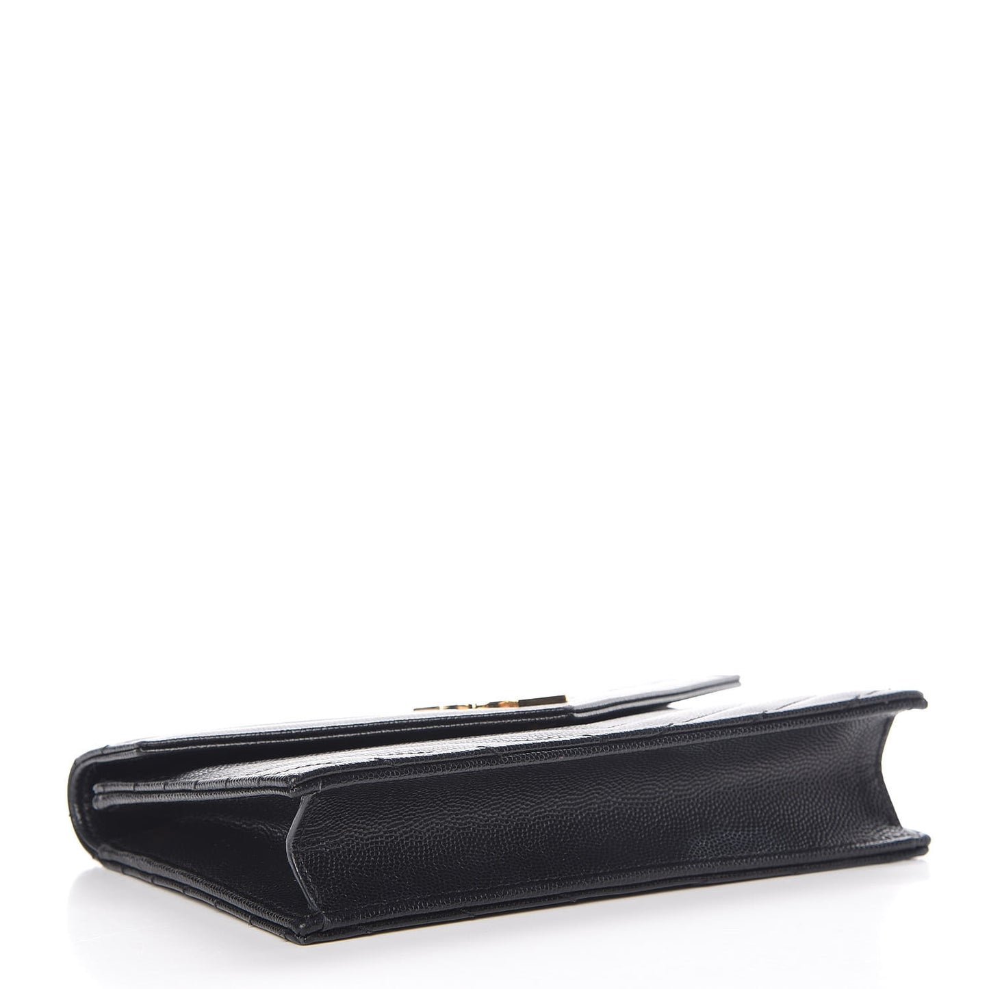 Grain De Poudre Matelasse Chevron Monogram Envelope Chain Wallet Black