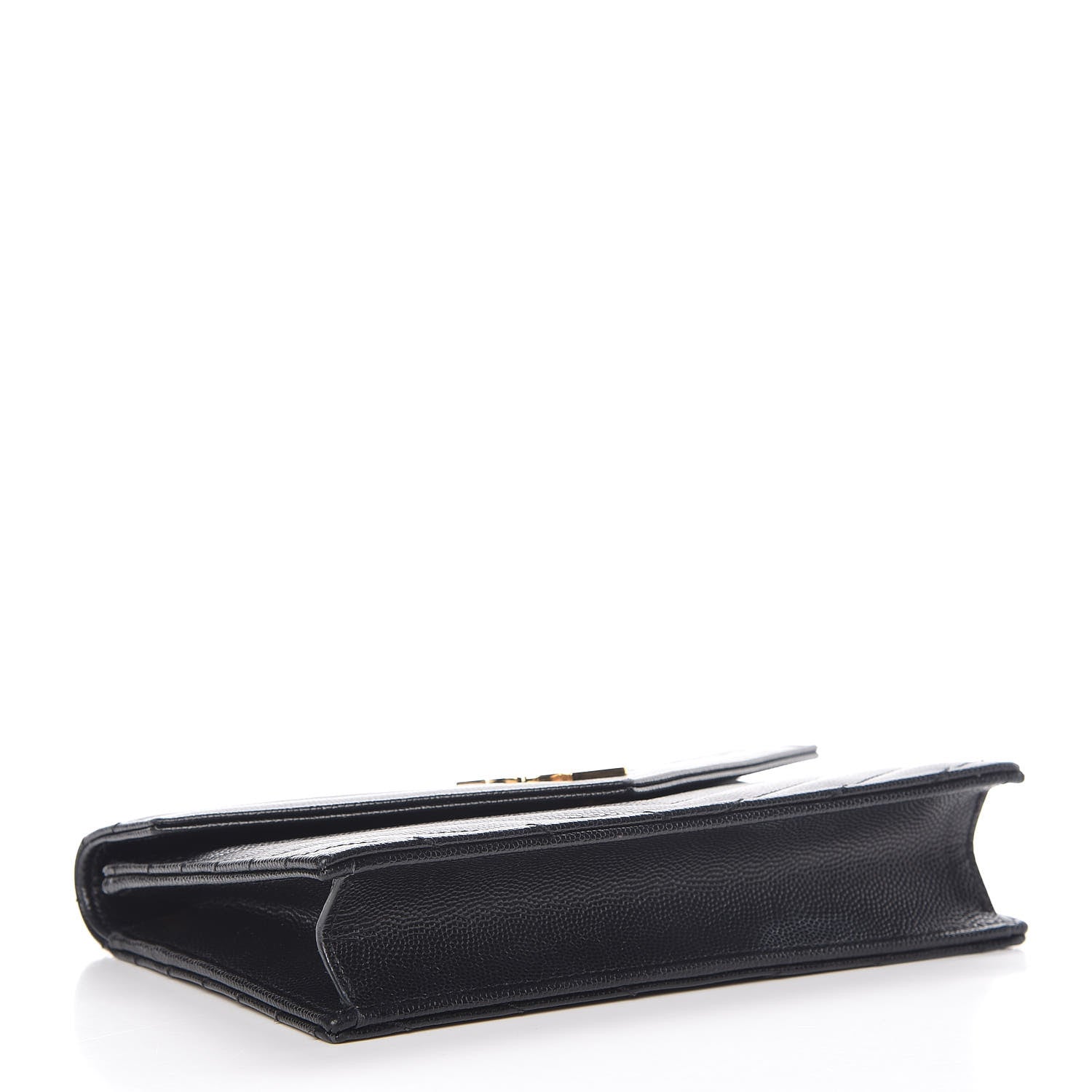 Saint Laurent Grain De Poudre Matelasse Chevron Monogram Envelope Chain Wallet Black 4 of 10