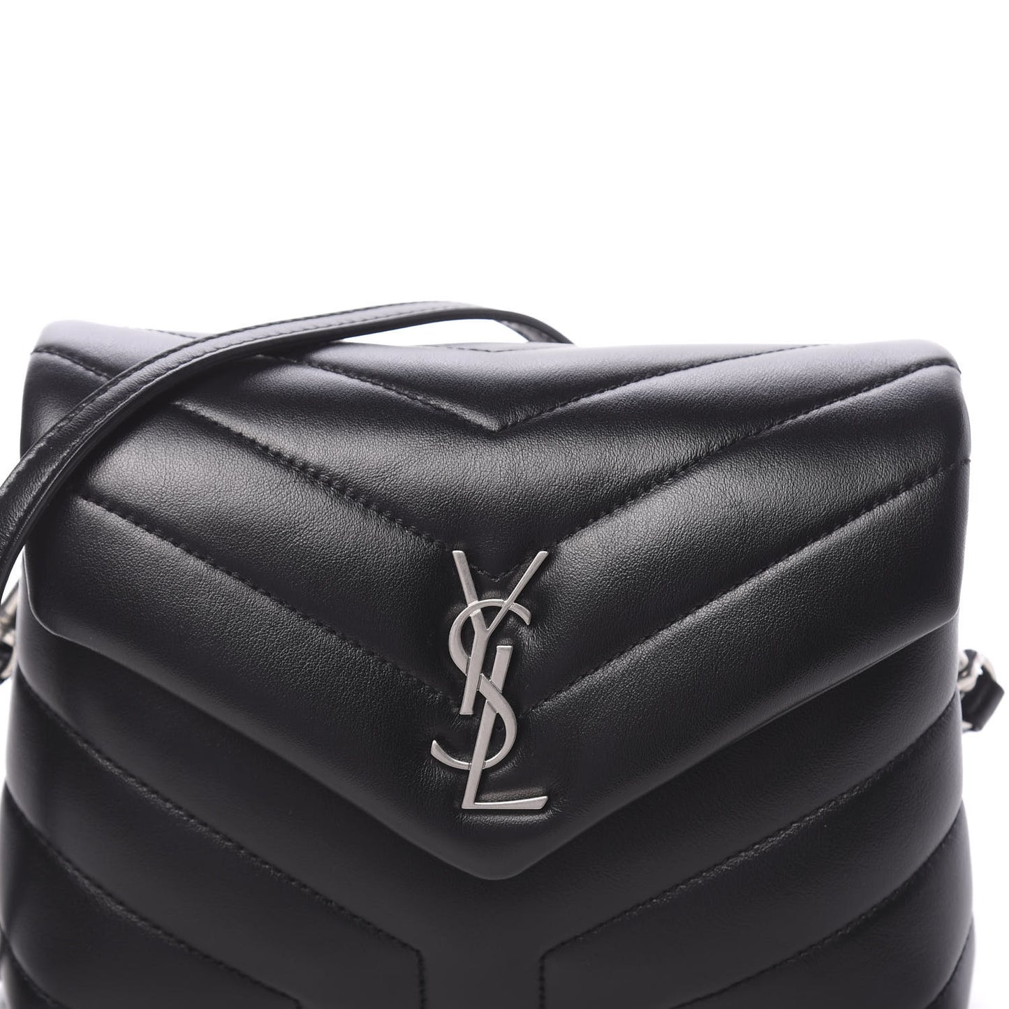 Calfskin Y Quilted Monogram Toy Loulou Crossbody Bag Black