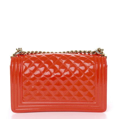 Chanel Patent Quilted Medium Boy Flap Orange 18 of 20