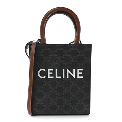 Celine Triomphe Canvas Calfskin Mini Vertical Cabas Tan 1 of 10