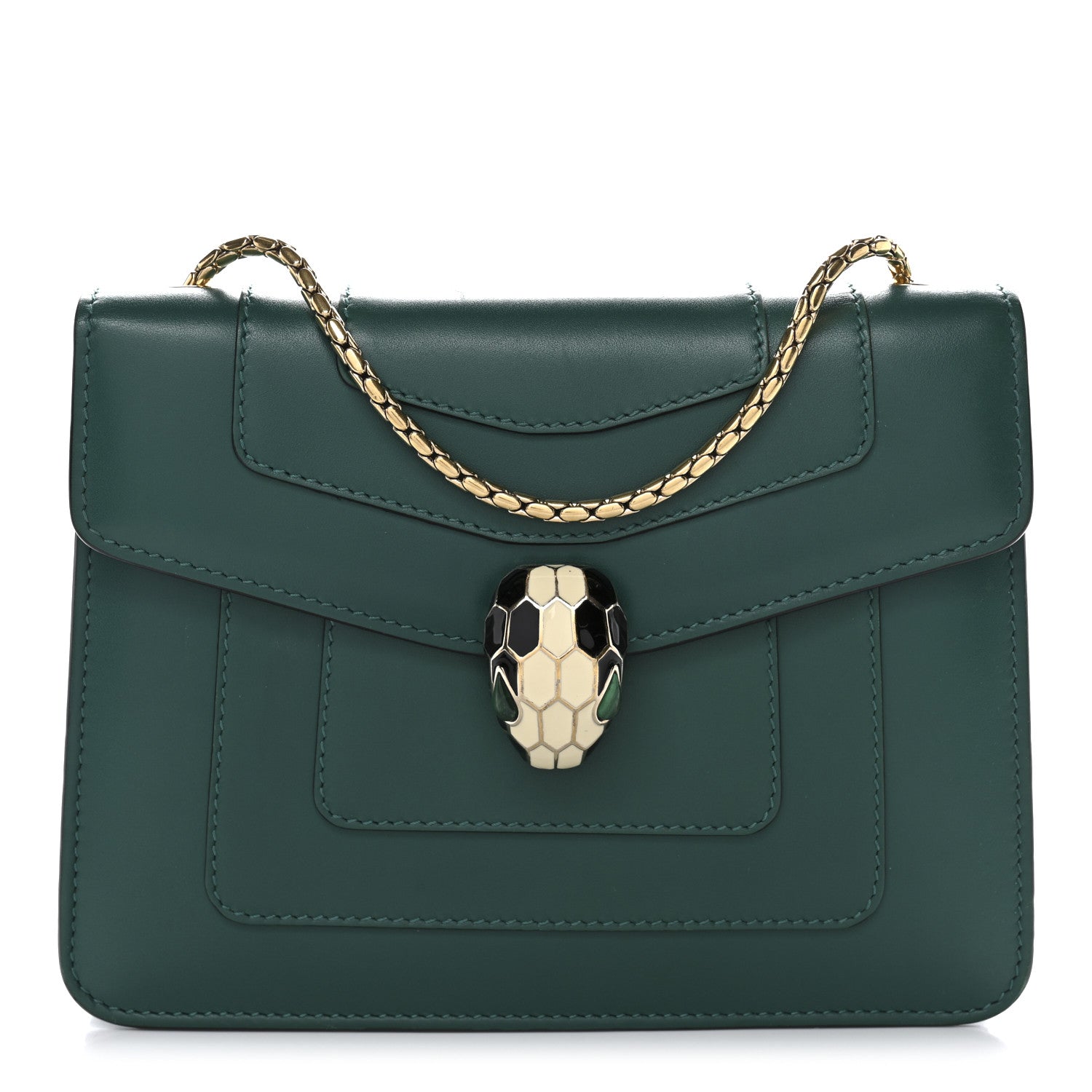 Bulgari Calfskin Small Serpenti Forever Snake Strap Crossbody Bag Emerald Green 1 of 11