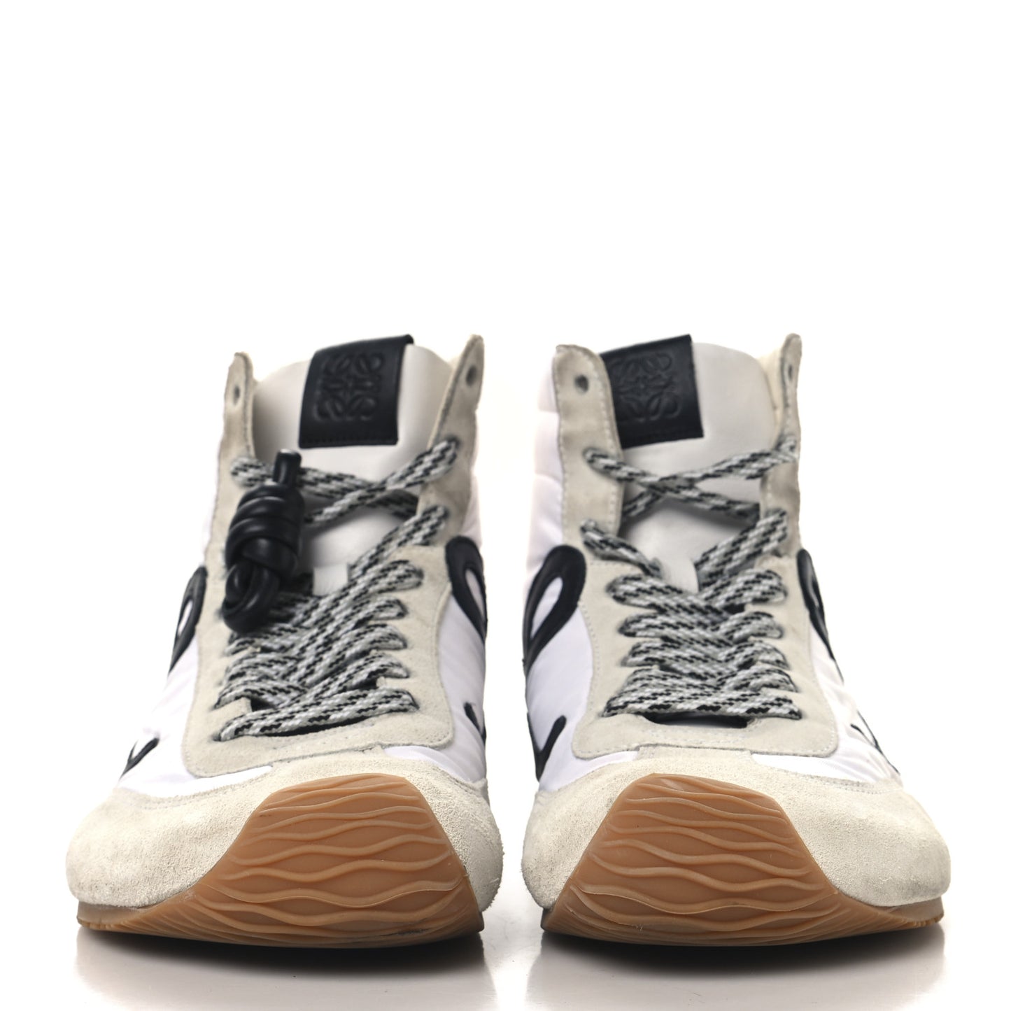 Nylon Suede Flow Runner High Top Sneakers 38 White Black