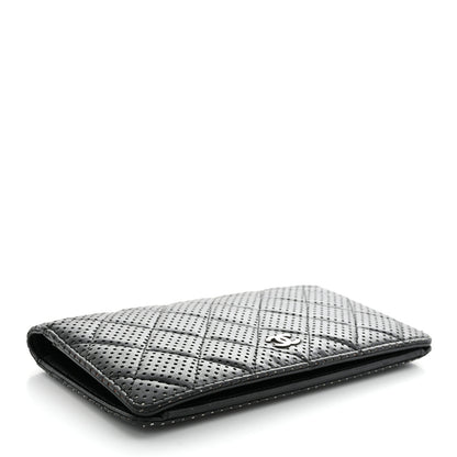 Chanel Lambskin Perforated Yen Wallet Black 4 of 14